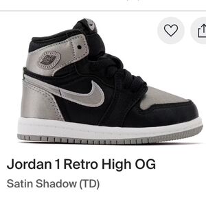 Jordan 1 Retro High OG Satin Shadow (TD) Kids 5c NWBOX